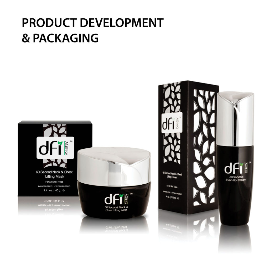 Product Branding and Packaging Design for dfi Aging Skincare's 60 Second Lifting Mask and Even-up Cream.