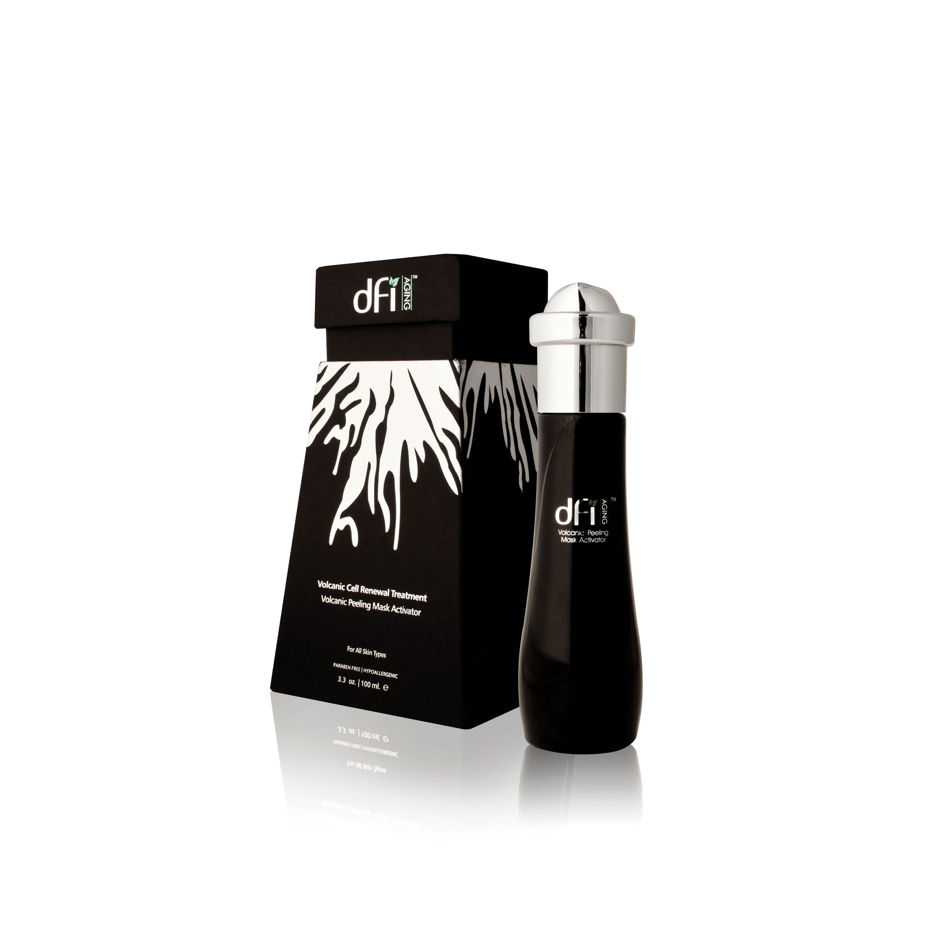 Product Branding and Packaging Design for dfi Aging Skincare's Volcanic Peeling Mask.