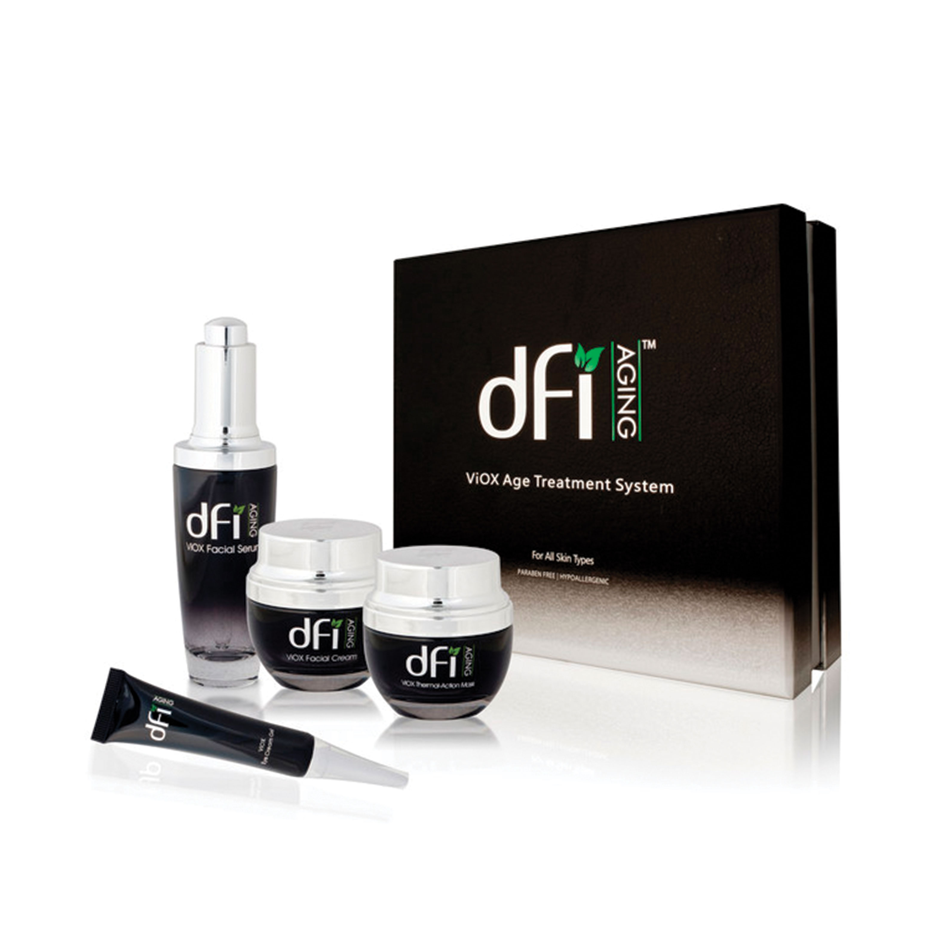 Product Branding and Packaging Design for dfi Aging Skincare's ViOX Age Treatment System