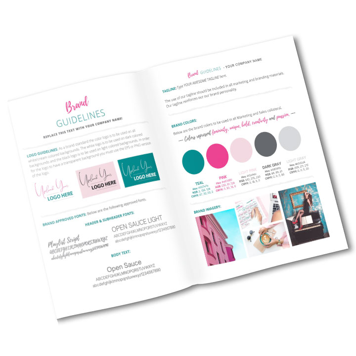 Sample of Brand Guidelines Template for purchase at hollyreville.com