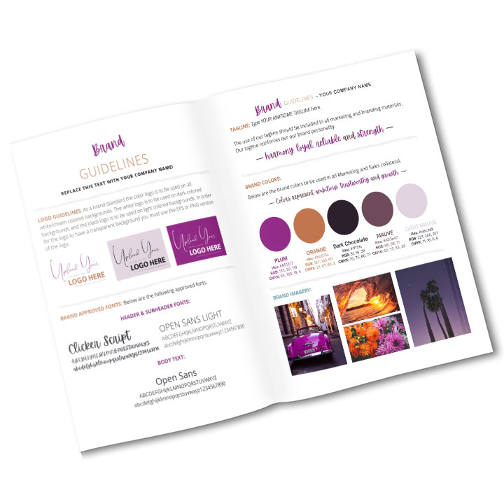 Sample 3 of Brand Guidelines Template for purchase at hollyreville.com