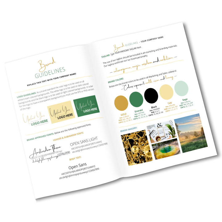 Sample 4 of Brand Guidelines Template for purchase at hollyreville.com