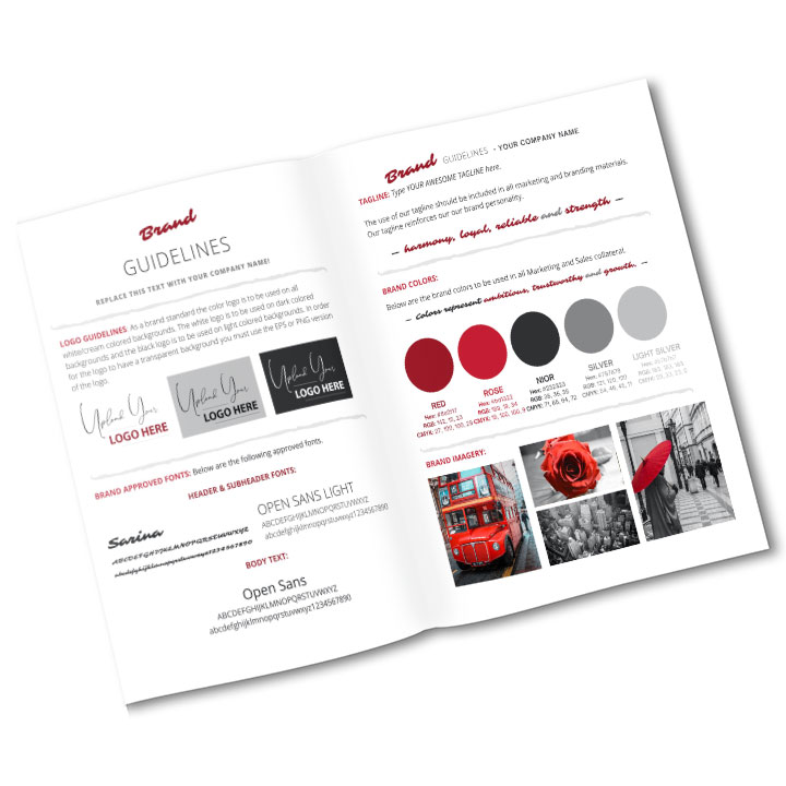 Sample 5 of Brand Guidelines Template for purchase at hollyreville.com