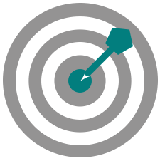 Icon of a target with dart in the center bulls eye.